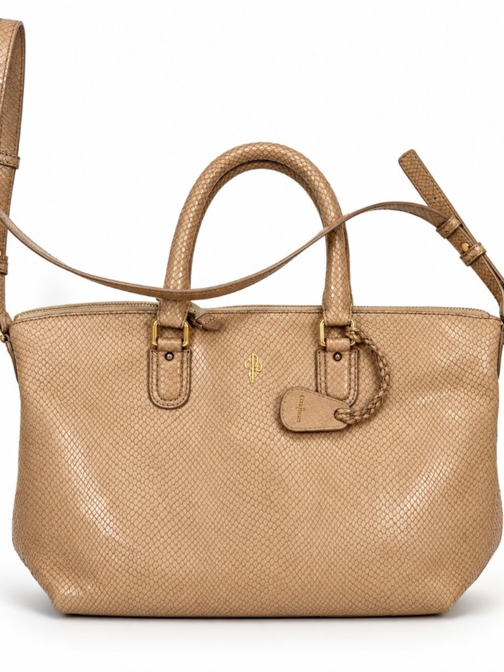 Cole Haan Tan Leather Satchel Tote Bag Large Shoulder Purse Designer Handbag